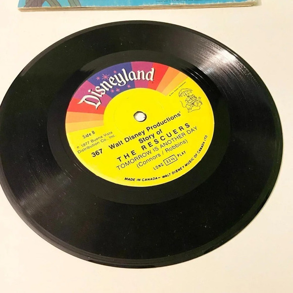 Vintage 1977 Disney The Rescuers With Songs From  Film 7 Inch Record and Book - Picture 15 of 16